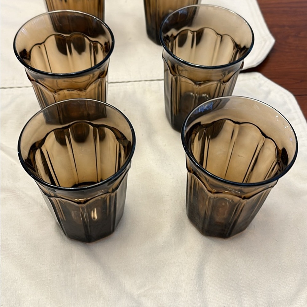 Eight Noritake Provencial Brown Juice Glasses